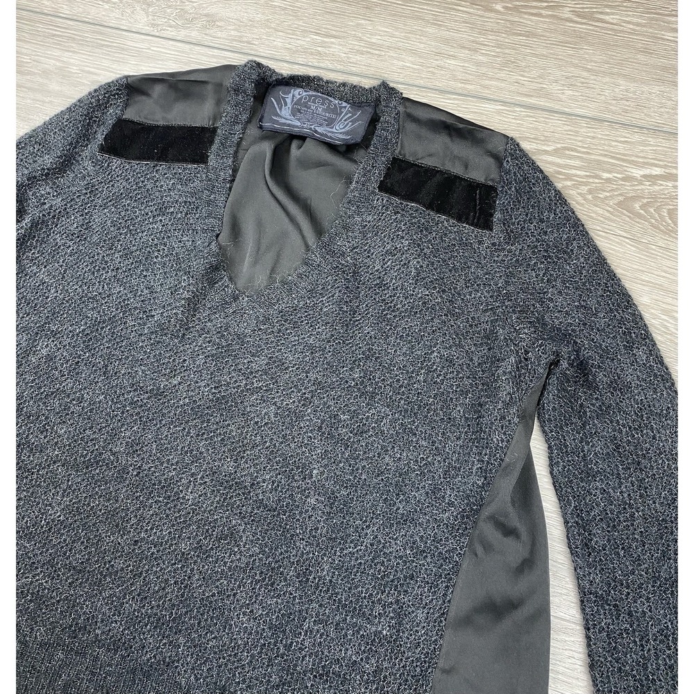 Press Women's Mohair Tissue Mixed Media Knit‎ Sweater Grey Size Medium
